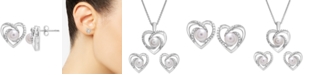 Macy's Cultured Freshwater Pearl (5mm) & Diamond Accent Heart Stud Earrings in Sterling Silver